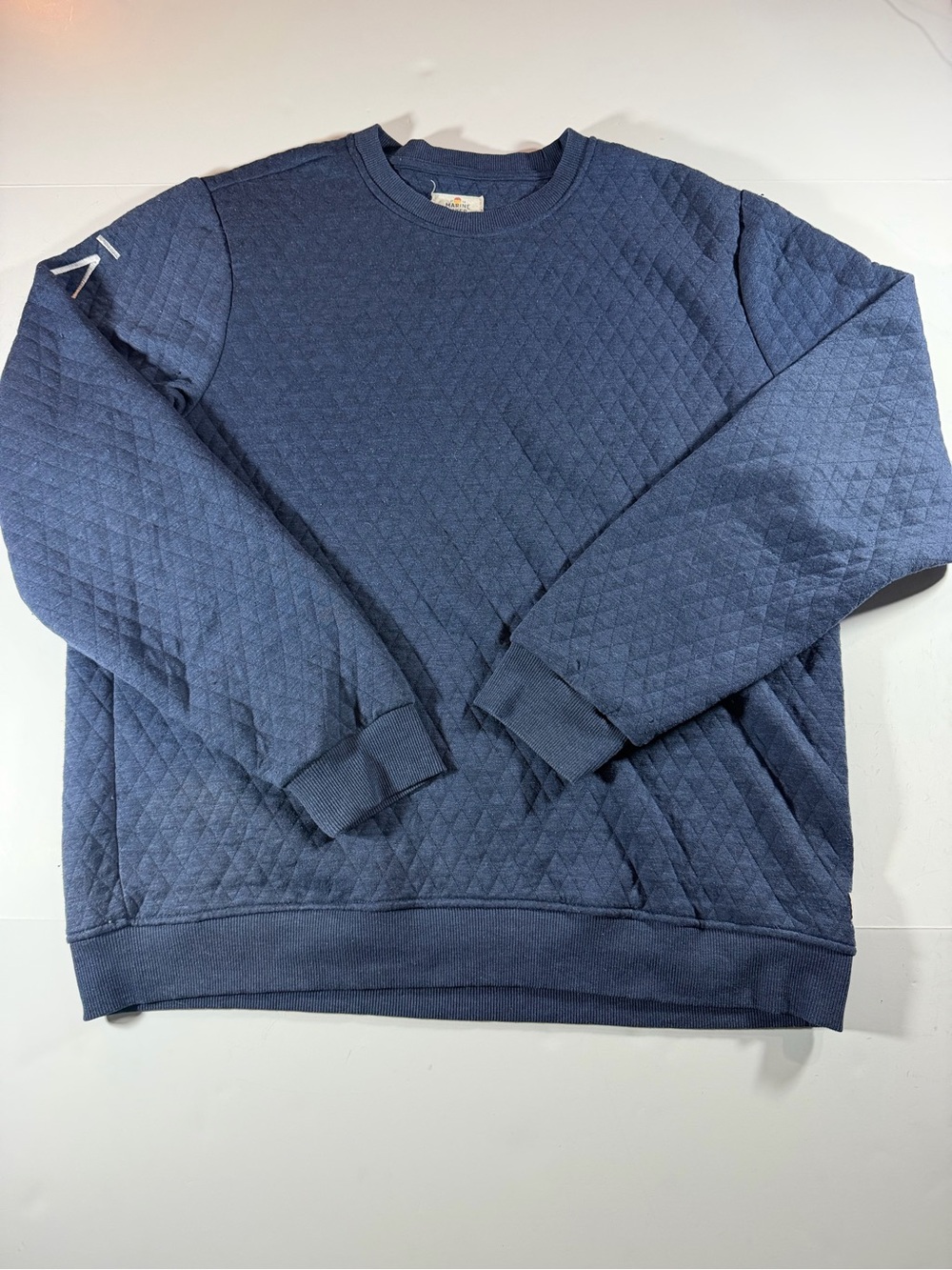 Marine Layer Quilted Crewneck Sweater - Navy Blue